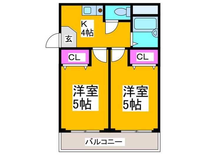 アコール壱番館(2K/4階)の間取り写真