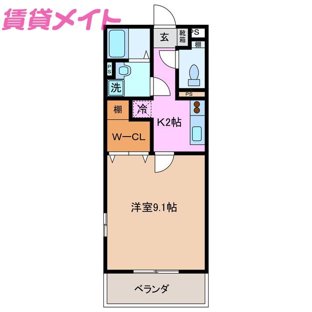 プチフォレスト能褒野(1K/1階)の間取り写真