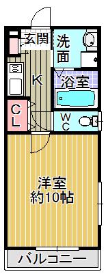 杭瀬本町1丁目マンション(1K/5階)の間取り写真
