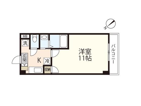 ネッサンスK(1K/3階)の間取り写真