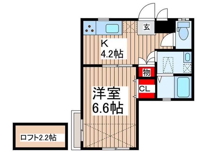 アフェット幕張II(1K/1階)の間取り写真