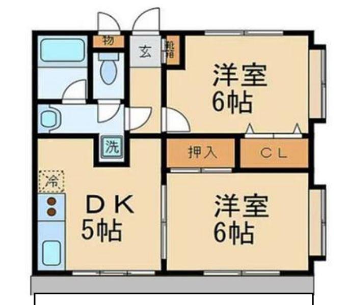 ハイグレース用賀(2DK/2階)の間取り写真