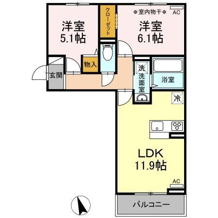ソレイユ A(2LDK/2階)の間取り写真