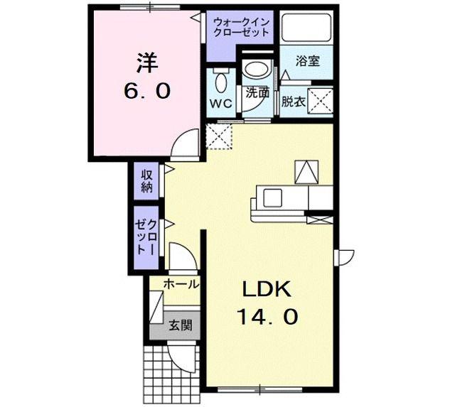 グランアネーロ C(1LDK/1階)の間取り写真