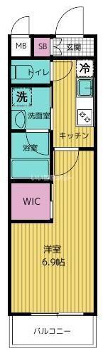 グランコモド小田急相模原(1K/1階)の間取り写真