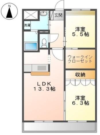 プラッツ・ユーI(2LDK/1階)の間取り写真