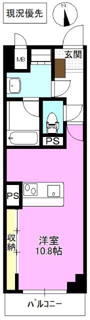 MS イースト(ワンルーム/1階)の間取り写真