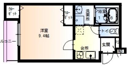 フジパレス堺東V番館(1K/3階)の間取り写真