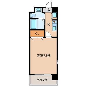 SANBOX大浦(1K/8階)の間取り写真
