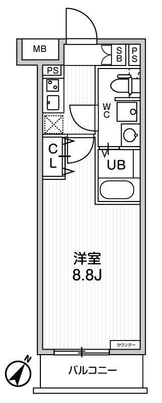 ジェノヴィア板橋本町IIIスカイガーデン(1K/2階)の間取り写真