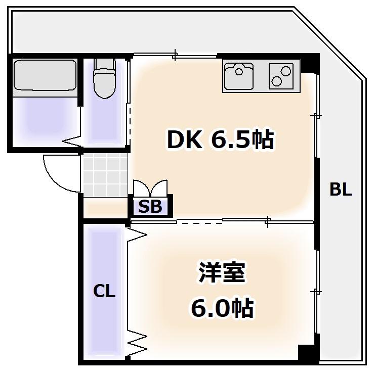 HEYM T(1DK/4階)の間取り写真