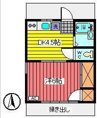 KTハイツ(1DK/1階)の間取り写真
