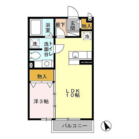 アムールヒルズ(1LDK/1階)の間取り写真