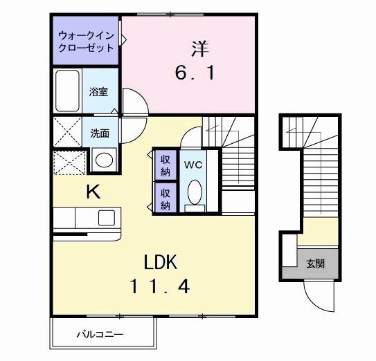 三好ヶ丘ハイツ(1LDK/2階)の間取り写真