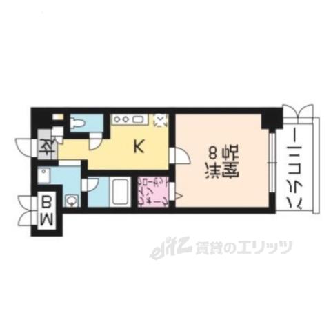 アゼリア五条御前(1K/4階)の間取り写真