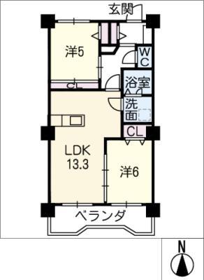 平和ビル(2LDK/5階)の間取り写真