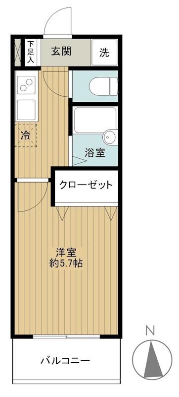 サンパティーク新丸子(1K/7階)の間取り写真