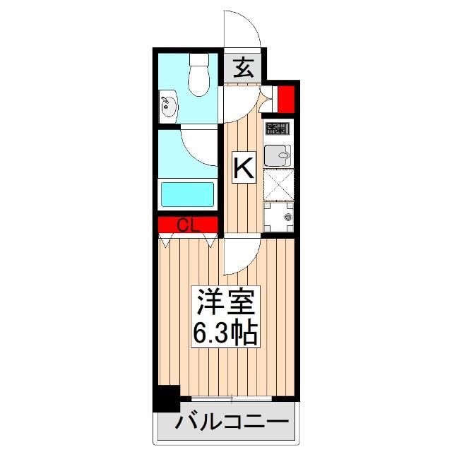 WILL DO 新座(1K/6階)の間取り写真