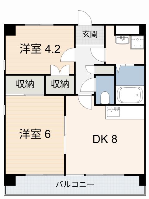 共和ビル(2DK/6階)の間取り写真