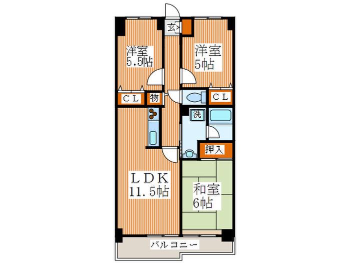 カーサエストゥペンダ(3LDK/1階)の間取り写真