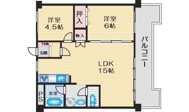 クローバー・メゾン千里山(2LDK/2階)の間取り写真