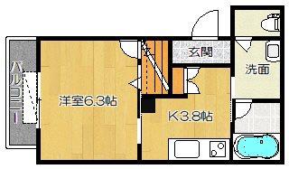 シャーメゾンアルバ(1K/3階)の間取り写真