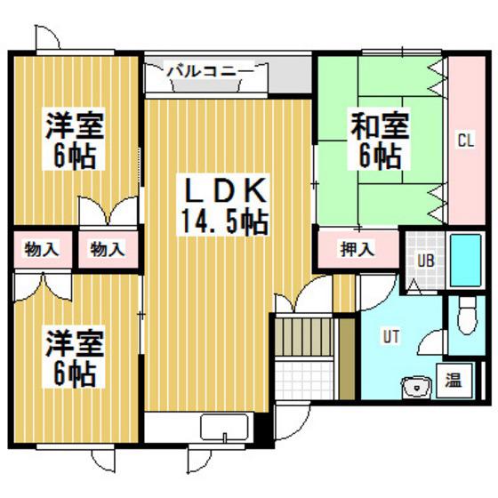 ライズィングサン(3LDK/2階)の間取り写真