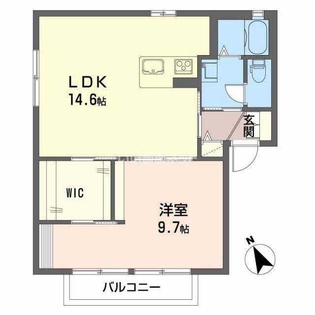 ディアス河田(1LDK/1階)の間取り写真