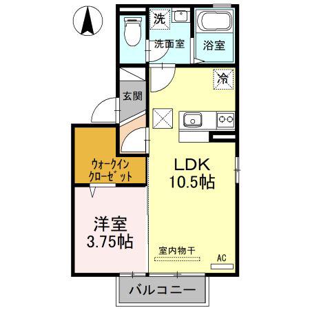 モア・イースト(1LDK/1階)の間取り写真