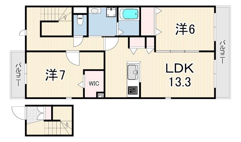 ヴェールメゾン(2LDK/2階)の間取り写真