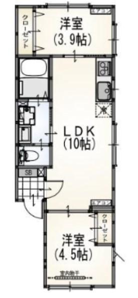 サンライズ成瀬A棟(2LDK/1階)の間取り写真