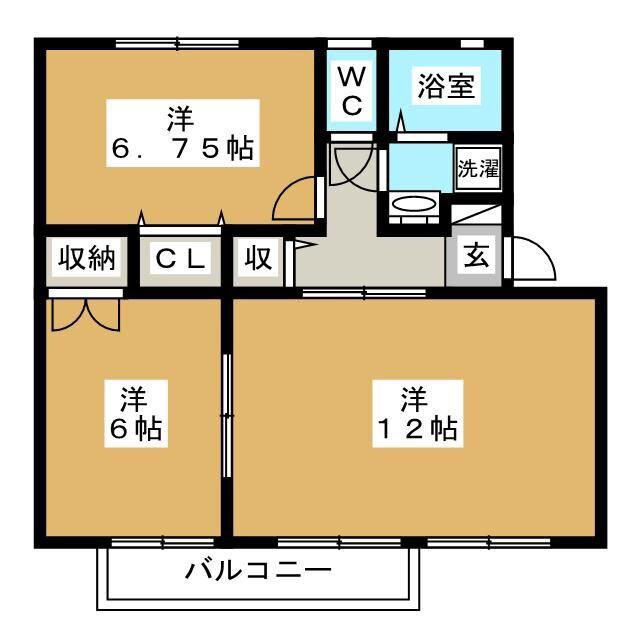 セジュールわかば A棟(2LDK/2階)の間取り写真