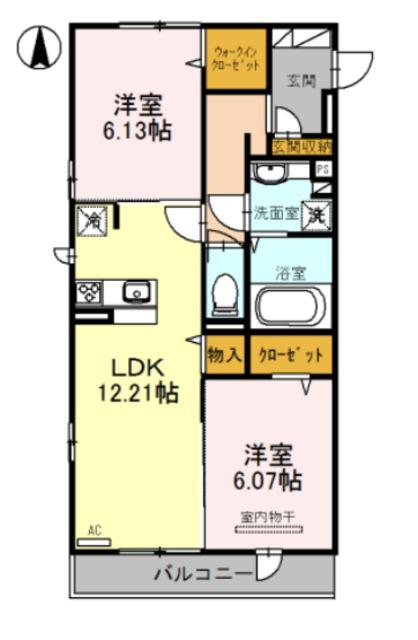 セントラルポー(2LDK/2階)の間取り写真