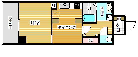 マリス神戸ウイング(1DK/2階)の間取り写真
