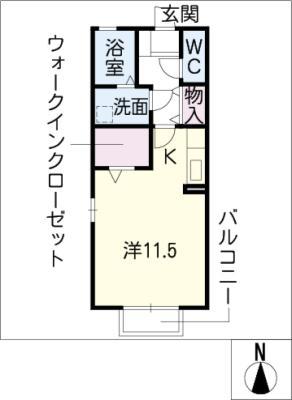 アンフィニドミール(ワンルーム/2階)の間取り写真