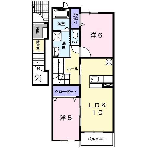 グレイス輝(2LDK/2階)の間取り写真
