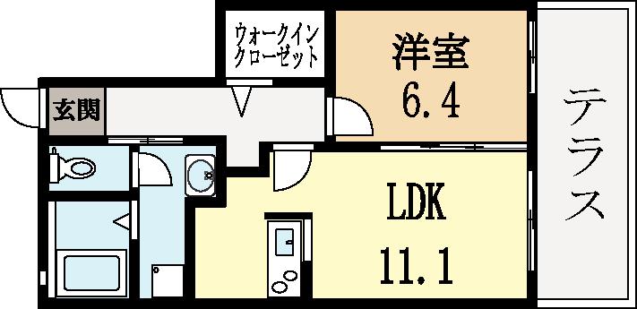 ローザンヌ(1LDK/1階)の間取り写真