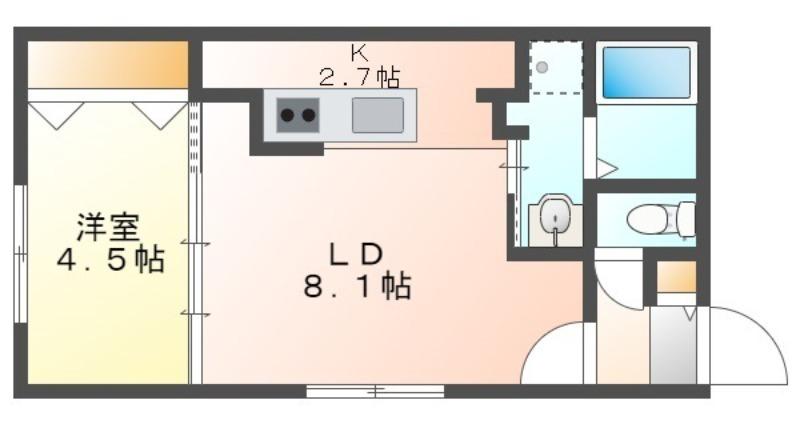 ブランシャールPREMIUM(1LDK/2階)の間取り写真