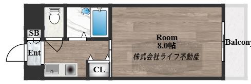 アベニューリップル長田II(1K/1階)の間取り写真