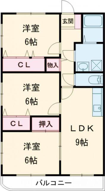 エスポワール南(3LDK/1階)の間取り写真