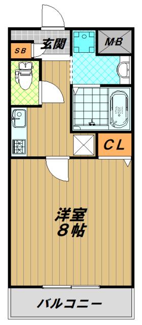 クレアドル須磨(1K/2階)の間取り写真
