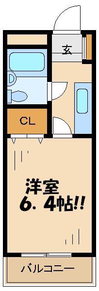 ロイヤルハイツ堀之内(1K/2階)の間取り写真