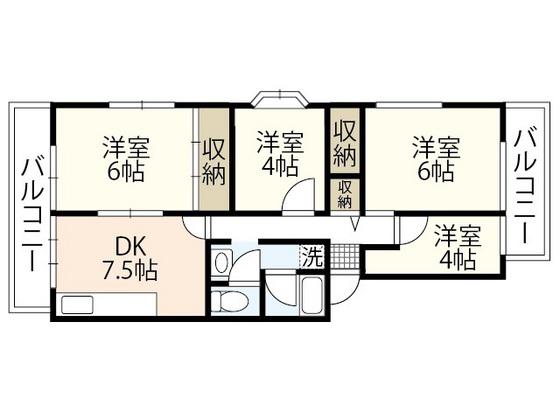鈴が峰第5団地 5号棟(4DK/4階)の間取り写真