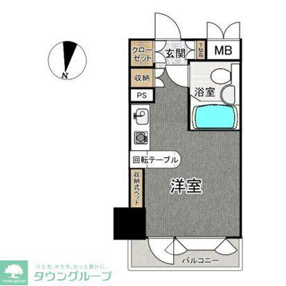 インペリアル南麻布コート&サテライト(ワンルーム/1階)の間取り写真