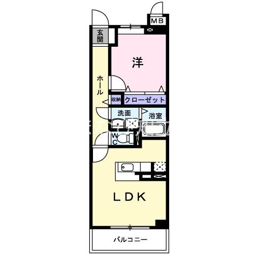グリーンパーク(1LDK/2階)の間取り写真