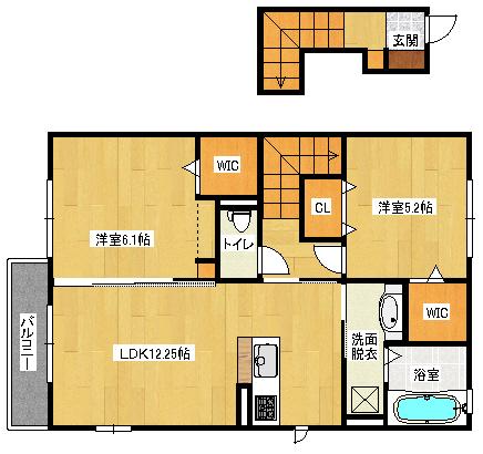 クレール(2LDK/2階)の間取り写真
