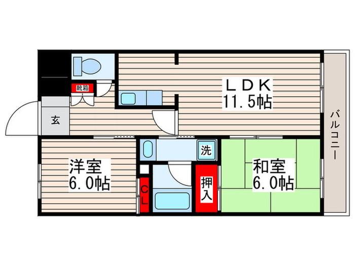 アーバンシティー西葛西(2LDK/5階)の間取り写真