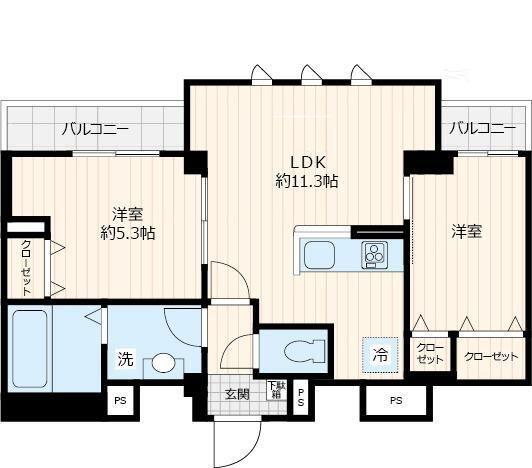 GRAND LOGEMENT(2LDK/3階)の間取り写真