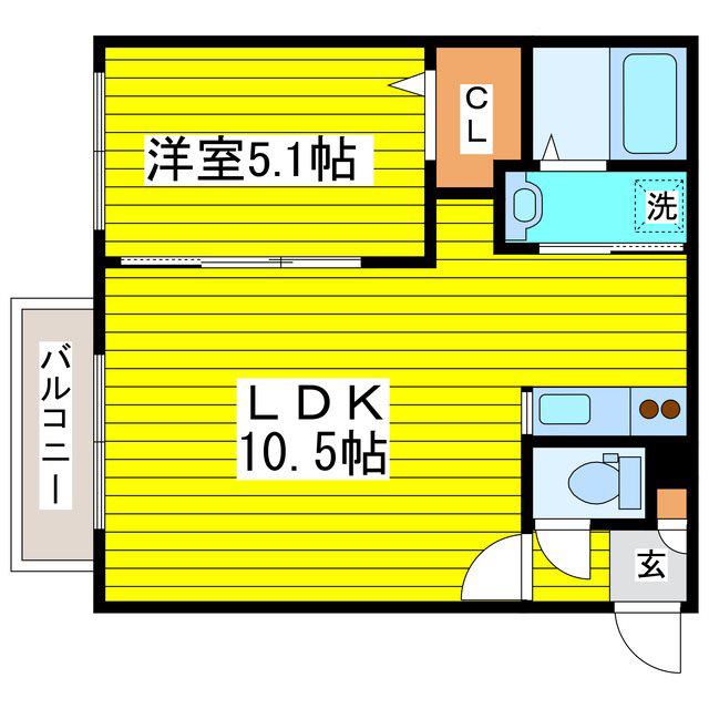 グランメール 元町駅北(1LDK/3階)の間取り写真