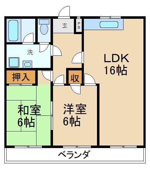 グランジュール香里(2LDK/2階)の間取り写真